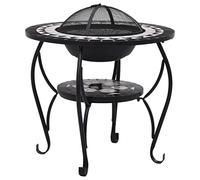 vidaXL Table de Foyer Mosaïque Brasero de Jardin Foyer de Terrasse Brasero de Terrasse Foyer d'Extérieur Cour Arrière Noir et Blanc 68 cm Céramique