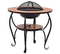 vidaXL Table de Foyer Mosaïque Brasero de Jardin Foyer de Terrasse Brasero de Terrasse Foyer d'Extérieur Cour Arrière Terre Cuite 68 cm Céramique