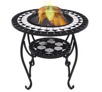 vidaXL Table de Foyer Mosaïque Brasero de Jardin Foyer de Terrasse Brasero de Terrasse Foyer d'Extérieur Cour Arrière Noir 46725