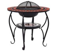 vidaXL Table de foyer mosaïque Terre cuite et blanc 68 cm Céramique