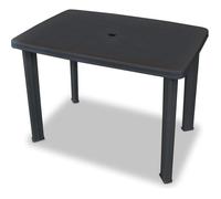 vidaXL Table de Jardin 101x68x72 cm, Plastique, Anthracite, Résistante aux Intempéries, Pour Balcon ou Jardin, Trou pour 43594