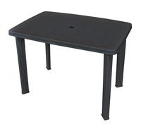 vidaXL Table de Jardin 101x68x72 cm, Plastique, Anthracite, Résistante aux Intempéries, Pour Balcon ou Jardin, Trou pour 43594