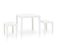 vidaXL Table de jardin avec 2 bancs Plastique Blanc