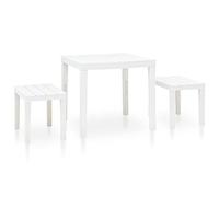 vidaXL Table de Jardin avec 2 bancs Plastique Blanc