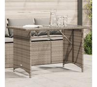 Vidaxl Table De Jardin Avec Dessus En Verre Gris 110x68x70 Cm Rotin