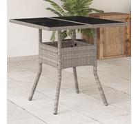 Vidaxl Table De Jardin Avec Dessus En Verre Gris Clair Résine Tressée