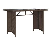 vidaXL Table de Jardin avec Dessus en Verre Marron 110x68x70 cm rotin, Table d'extérieur, Table à Manger de Jardin, Meuble de Jardin, Table de Patio