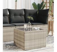 vidaXL Table de Jardin avec dessus en Verre, Table Basse, Meuble de Pique-Nique Terrasse Patio Cour Extérieur, Gris Clair 366182