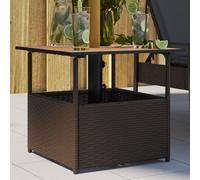 vidaXL Table de jardin avec trou de parasol marron résine tressée, table d'extérieur, table à manger de jardin, meuble de 364118
