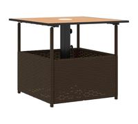 Vidaxl Table De Jardin Avec Trou De Parasol Marron Résine Tressée