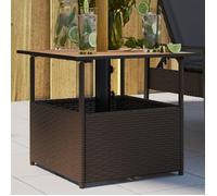 vidaXL Table de jardin avec trou de parasol marron résine tressée, table d'extérieur, table à manger de jardin, meuble de 364118
