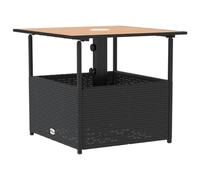 Vidaxl Table De Jardin Avec Trou De Parasol Noir Résine Tressée