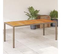 Vidaxl Table De Jardin Beige 190x90x75 Cm Résine Tressée Bois D'acacia