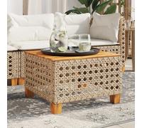 Vidaxl Table De Jardin Beige 55x55x36 Cm Résine Tressée Et Bois Acacia