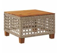 vidaXL Table de Jardin Beige 55x55x36 cm résine tressée et Bois Acacia, Table d’extérieur, Table Basse de Jardin, Table à thé de Jardin