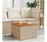 vidaXL Table de jardin beige 55x55x37 cm résine tressée et bois acacia 366064