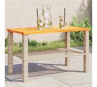Vidaxl Table De Jardin Beige 70x38x42 Cm Résine Tressée Et Bois Acacia