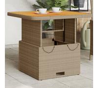 Vidaxl Table De Jardin Beige 80x80x71 Cm Résine Tressée Et Bois Acacia