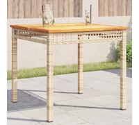 Vidaxl Table De Jardin Beige 80x80x75 Cm Résine Tressée Et Bois Acacia