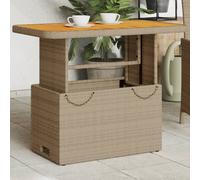Vidaxl Table De Jardin Beige 90x55x71 Cm Résine Tressée Et Bois Acacia