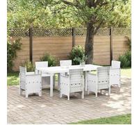 vidaXL Table de jardin rectangulaire 200×100×73 cm blanche en poly rattan 8 places 871690