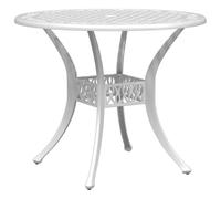 vidaXL Table de jardin Ø90x75 cm aluminium coulé Blanc