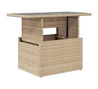 vidaXL Table de jardin – dessus en verre, poly rotin beige 100×55×73 cm