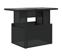 vidaXL Table de jardin dessus en verre noir 100x55x73cm résine tressée, table d'extérieur, table, table à manger 365970