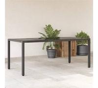 Vidaxl Table De Jardin Dessus En Verre Noir 190x90x75cm Résine Tressée