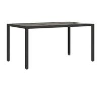 vidaXL Table de Jardin Dessus en Verre, Table à Manger, Table de Repas, Meuble de Patio Terrasse Arrière-Cour Extérieur, Noir Résine Tressée