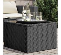 vidaXL Table basse de jardin 365969 - dessus en verre, résine, Noir
