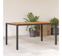 vidaXL Table de Jardin et Dessus en Bois d'Acacia, Table à Manger, Table de Repas, Meuble de Patio Terrasse Extérieur, Noir Résine Tressée