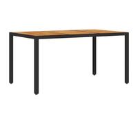 vidaXL Table de Jardin et Dessus en Bois d'Acacia, Table à Manger, Table de Repas, Meuble de Patio Terrasse Extérieur, Noir Résine Tressée