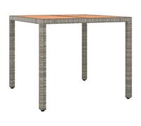 vidaXL Table de Jardin et Dessus en Bois Gris Résine tressée et Acacia, Meubles de Jardin, Meubles d'extérieur, Table, Table à Manger