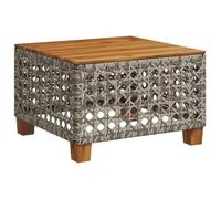 vidaXL Table de jardin Gris 55x55x36 cm – Résine tressée et bois acacia