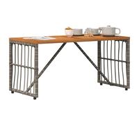 vidaXL Table de jardin Gris 80 x 40 x 40 cm Acier enduit de poudre, Table en acacia rectangulaire, mobilier d'extérieur résistant aux intempéries pour terrasse, pièce rustique pour vos moments en plei