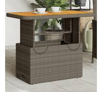 Vidaxl Table De Jardin Gris 90x55x71cm Résine Tressée Et Bois D'acacia