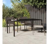 Vidaxl Table De Jardin Marron 190x90x75 Cm Verre Trempé/Résine Tressée