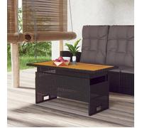 vidaXL Table de jardin noir 100x50x43-63 cm acacia et résine tressée 362187