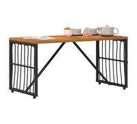 vidaXL Table de jardin Noir 80 x 40 x 40 cm Acier enduit de poudre, Table en acacia rectangulaire, mobilier d'extérieur résistant aux intempéries pour terrasse, pièce rustique pour vos moments en plei