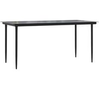 Table à dîner de jardin Noir 160x80x74 cm Acier et verre trempé