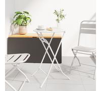 Vidaxl Table De Jardin Pliante Blanche Ø50x72 Cm Acier