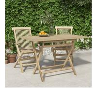 Vidaxl Table De Jardin Pliante Gris 120x70x75 Cm Bois De Teck Solide Marron