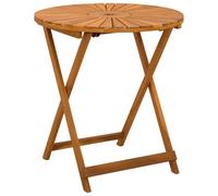 vidaXL Table de jardin pliante naturelle Ø 70 x 75 cm en bois d'acacia massif, pliable, ronde en acacia pour l'extérieur, polyvalente, résistante aux intempéries, avec espace pour parasol et compacte