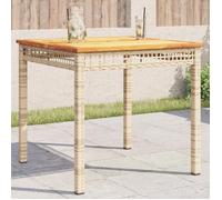 Vidaxl Table De Jardin Beige 80x80x75 Cm Résine Tressée Et Bois Acacia