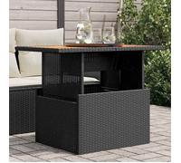 Vidaxl Table De Jardin Noir 100x55x73 Cm Résine Tressée Et Bois Acacia