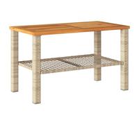 Vidaxl Table De Jardin Beige 70x38x42 Cm Résine Tressée Et Bois Acacia