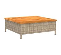 vidaXL Table de jardin carrée avec trou 70x70x25 cm - Résine tressée et bois acacia Beige 3281631