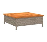 vidaXL Table de Jardin, Table Basse Carrée avec Trou, Meuble de Terrasse Balcon Patio Extérieur, Gris Résine Tressée et Bois