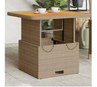 vidaXL Table de jardin 80x80x71 cm résine tressée et bois acacia Beige